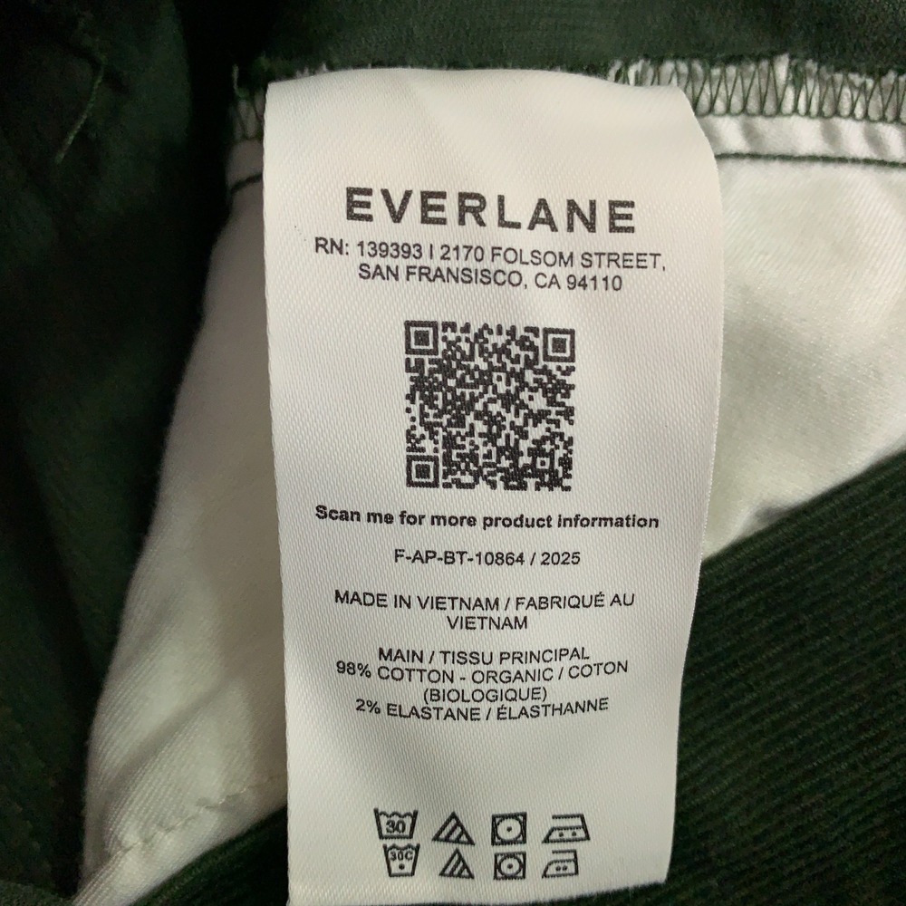 Everlane Womens 00 Dark Forest The Utility Barrel Corduroy Ankle Pants NWT - Picture 4 of 14